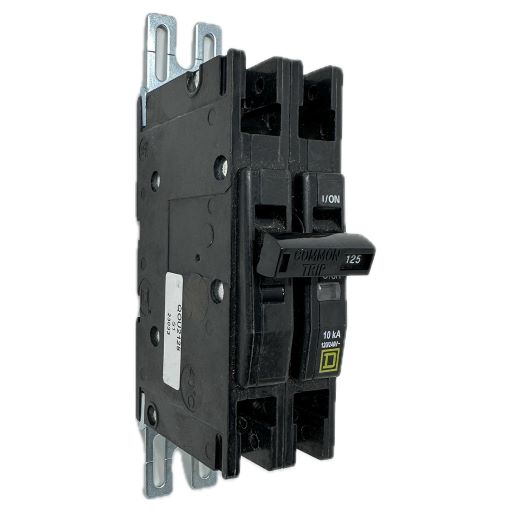 Circuit breaker QOU2125, black, angled front & side view