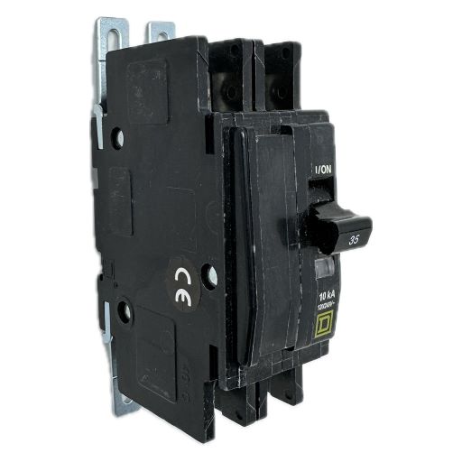 Circuit Breaker QOU235, black, angled front & side view