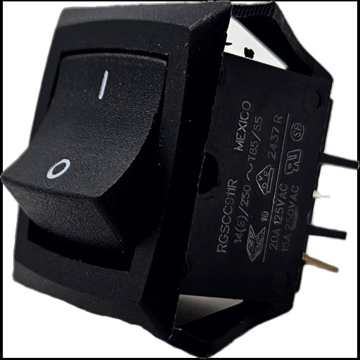 right front view of power switch 75785 showing vertical toggle switch