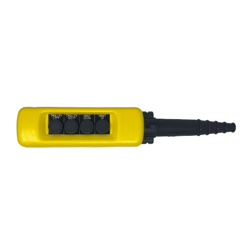 Front view of Part Number XACA0432891405-A 4 button yellow pendant control