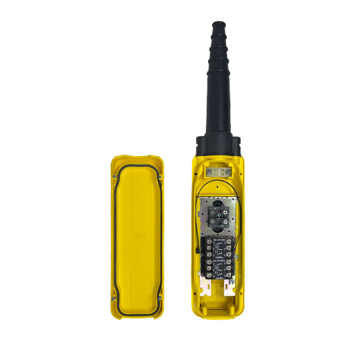 Inside view of Part Number XACA0432891405-C 4 button yellow pendant control