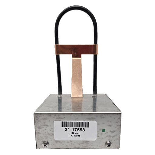 21-17558 Structural Concepts Drain Pan Heater Element front view showing manufacturers label showing item number and heating element