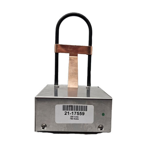 21-17559 Structural Concepts Drain Pan Heater Element front view showing manufacturers label showing item number and heating element