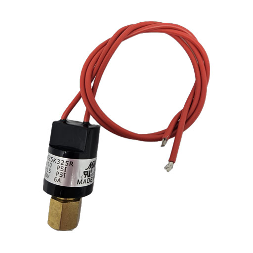 72601 Structural Concepts Pressure Switch showing female coupling and red contact wires with manufacturers label showing technical information