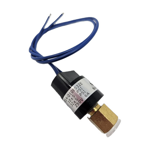 72602 Structural Concepts Low Pressure Switch showing female coupling and blue contact wires with manufacturers label showing technical information