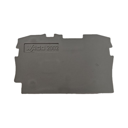 Wago part #2002-1291, end plate, gray plastic, front side