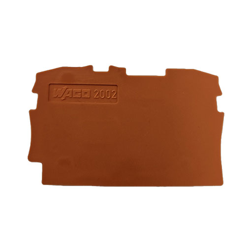Wago part #2002-1292, end plate, orange plastic, front side