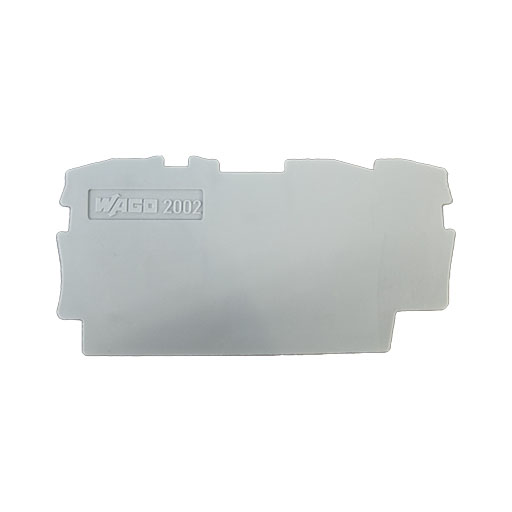 Wago part #2002-1391, end plate, gray plastic, front side