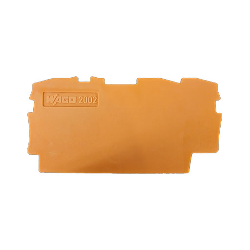 Wago part #2002-1392, end plate, orange plastic, front side
