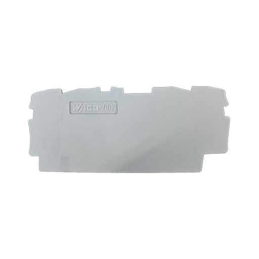 Wago part 2002-1491, end plate, gray plastic, front side