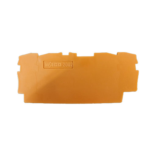 Wago part 2002-1492, end plate, orange plastic, front side