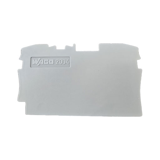 Wago part 2004-1291, end plate, gray plastic, front side