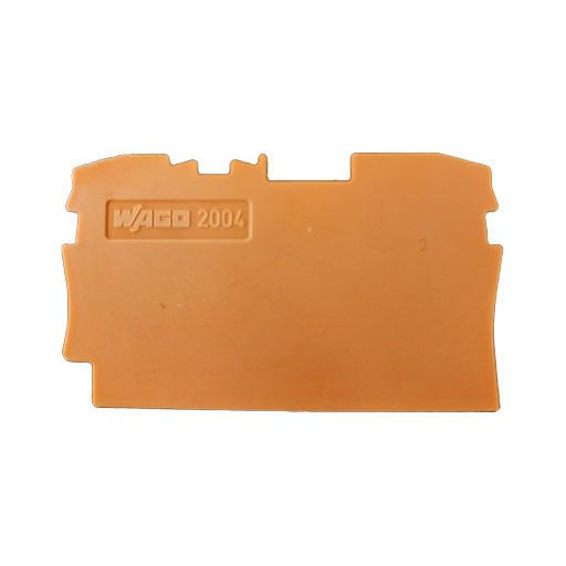 Wago part 2004-1292, end plate, orange plastic, front side