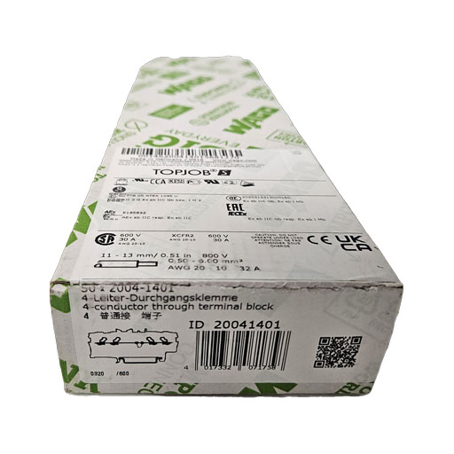 Wago terminal block part #2004-1401, unopened box with manufacturers label in English