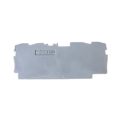Wago part 2004-1491, end plate, gray plastic, front side