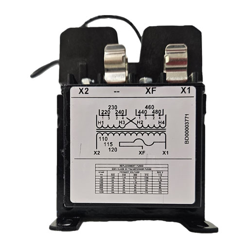 Micron Transformer B075-3556-8 back view showing manufacturers wiring diagram in English