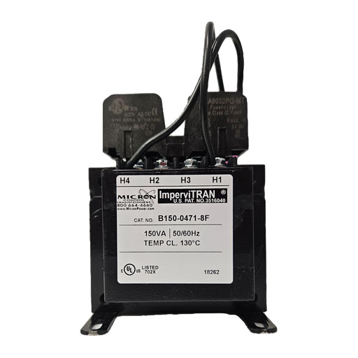 Micron Transformer B150-0471-8F front view showing manufacturers label in English
